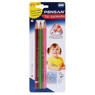 Pensan Jumbo İlk Kalemim Seti 2 Kurşun Kalem 1 Kırmızı Kalem 1 Kalemtraş