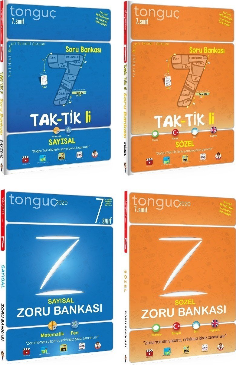 Tonguç Akademi 7. Sınıf Taktikli Sayısal Sözel ve Zoru Soru Bankası Seti 4 Kitap