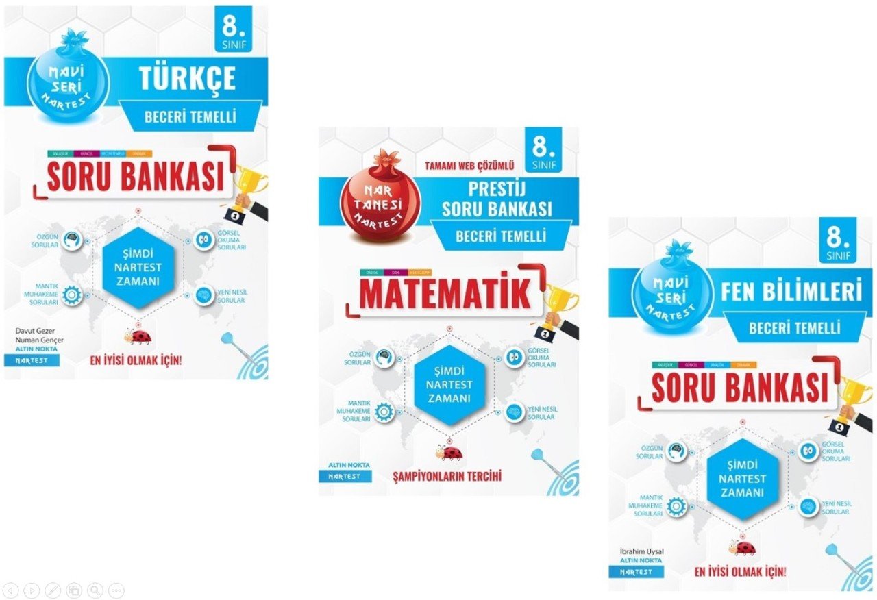 Nartest Yayınları 8. Sınıf 3'lü Beceri Temelli Soru Bankası Seti(T-M-F)
