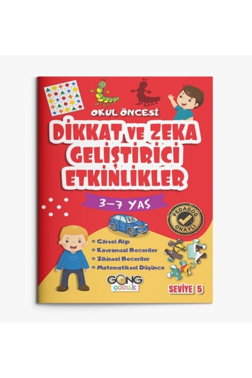 Gong Çocuk 3-7 Yaş Okul Öncesi 5 Kitap Dikkat Ve Zeka Geliştirici Etkinlikler Kitabı