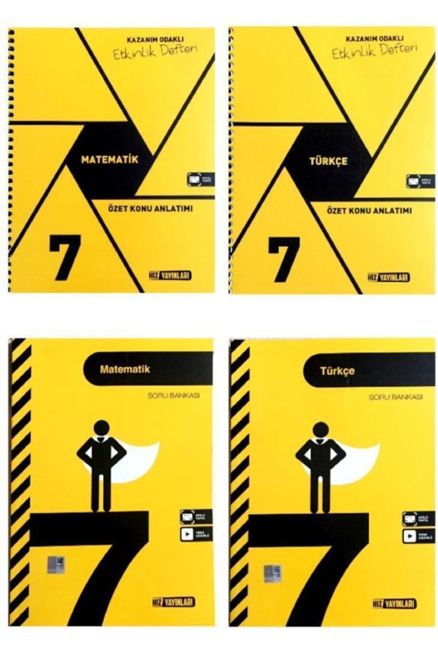 7. Sınıf Matematik Türkçe Ders Soru Bankası+Defter Seti(4 Kitap)