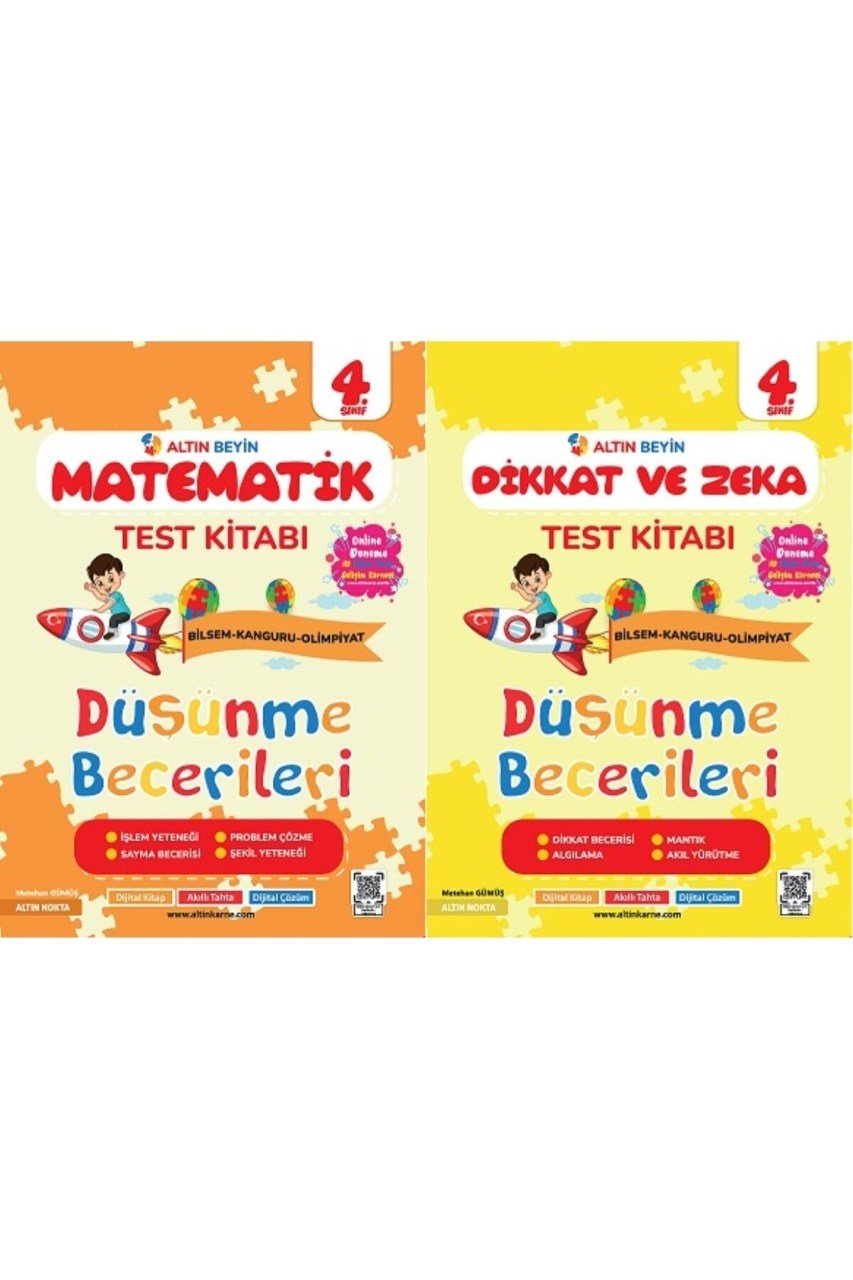 4. Sınıf Altın Beyin Dikkat Ve Zeka Kitabı + 4. Sınıf Altın Beyin Matematik Test Kitabı