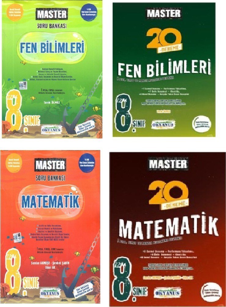 Okyanus Yayıncılık 8.sınıf Master Matematik Fen Soru ve Deneme Set