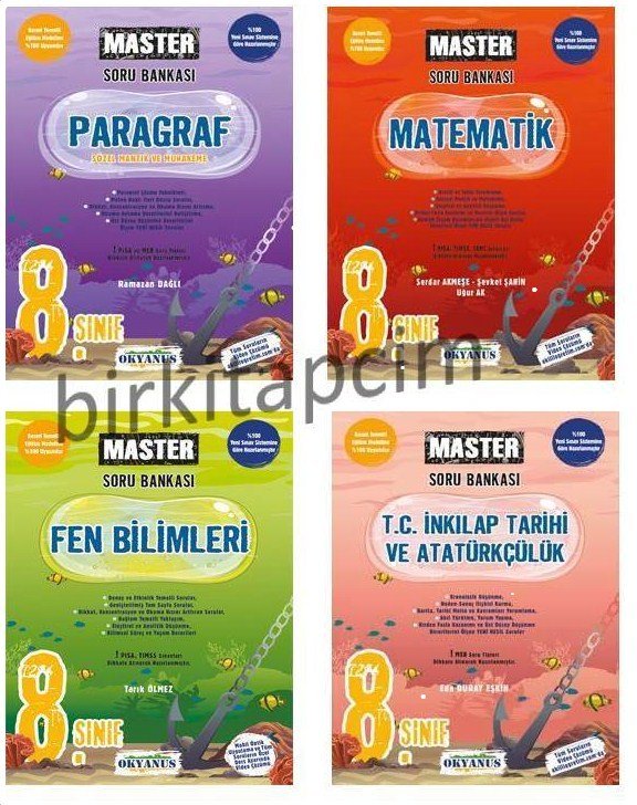 Okyanus Yayıncılık 8.Sınıf 4’lü Master Soru Bankası P-M-F-İ Fırsat Seti