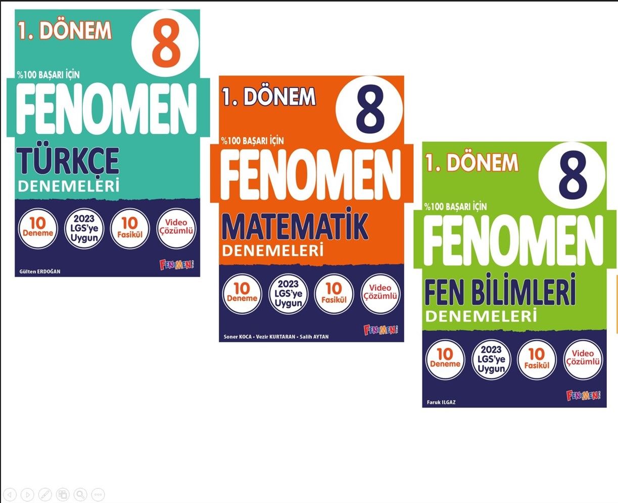 Fenomen 8.Sınıf 1.Dönem 3'lü Deneme Seti(T-M-F)