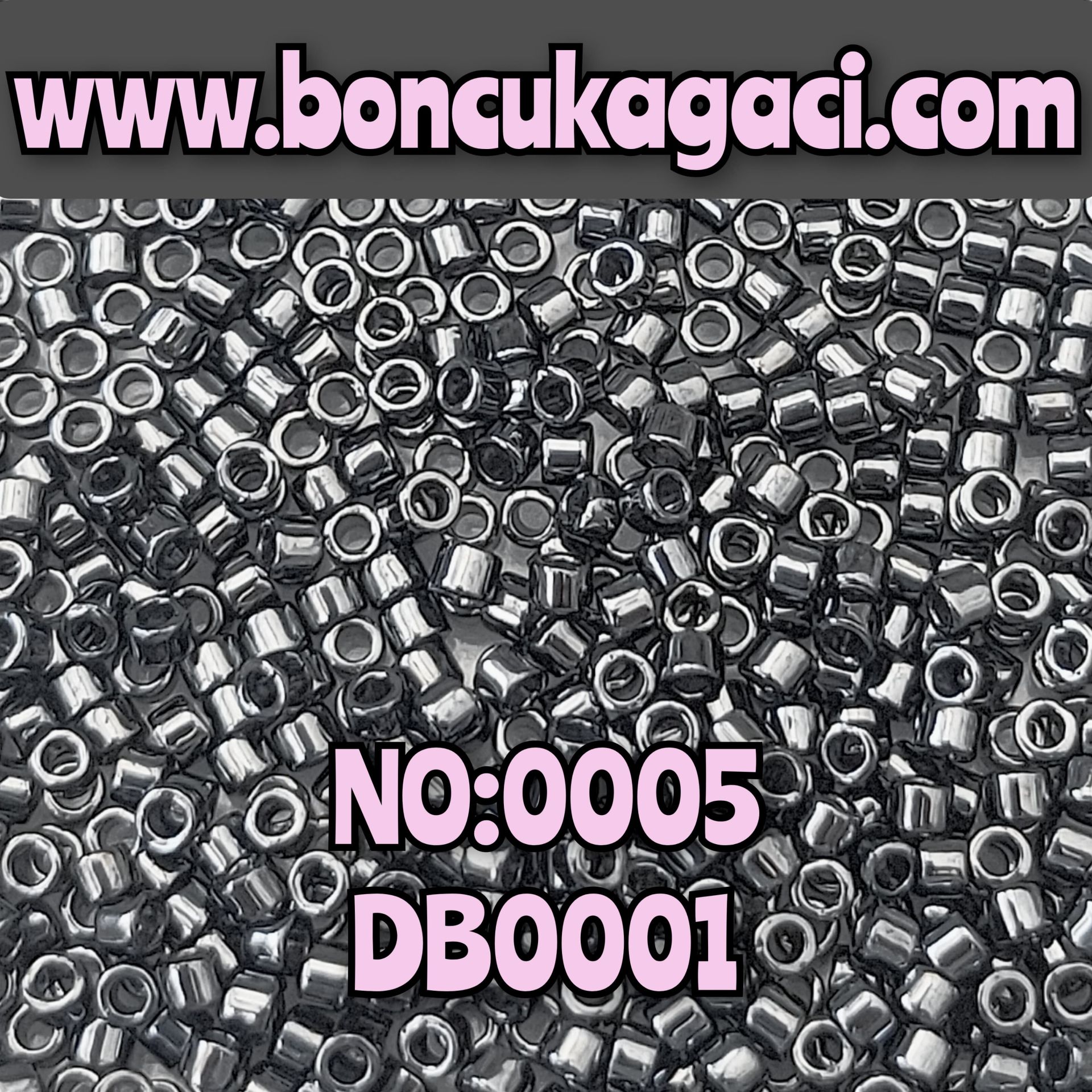 NO:005 Miyuki Delica Boncuk 11/0 DB0001 Opak Metalik  Antrasit Gri