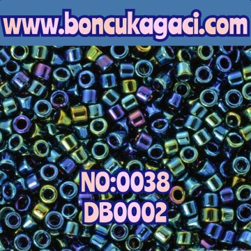 NO:038 Miyuki Delica Boncuk 11/0 DB0002 Opak Yanardöner Metalik Mavi