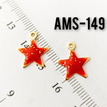 AMS-149 Altın Kaplama Simli Kiremit Turuncu Mineli Yıldız Sallantı