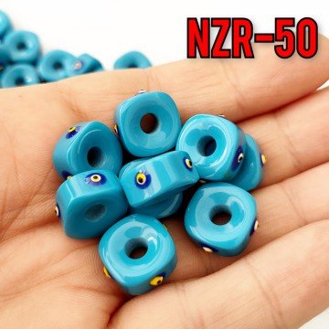 NZR-50 Mineli Gözlü Klasik Akrilik Küp Boncuk  13*7 mm