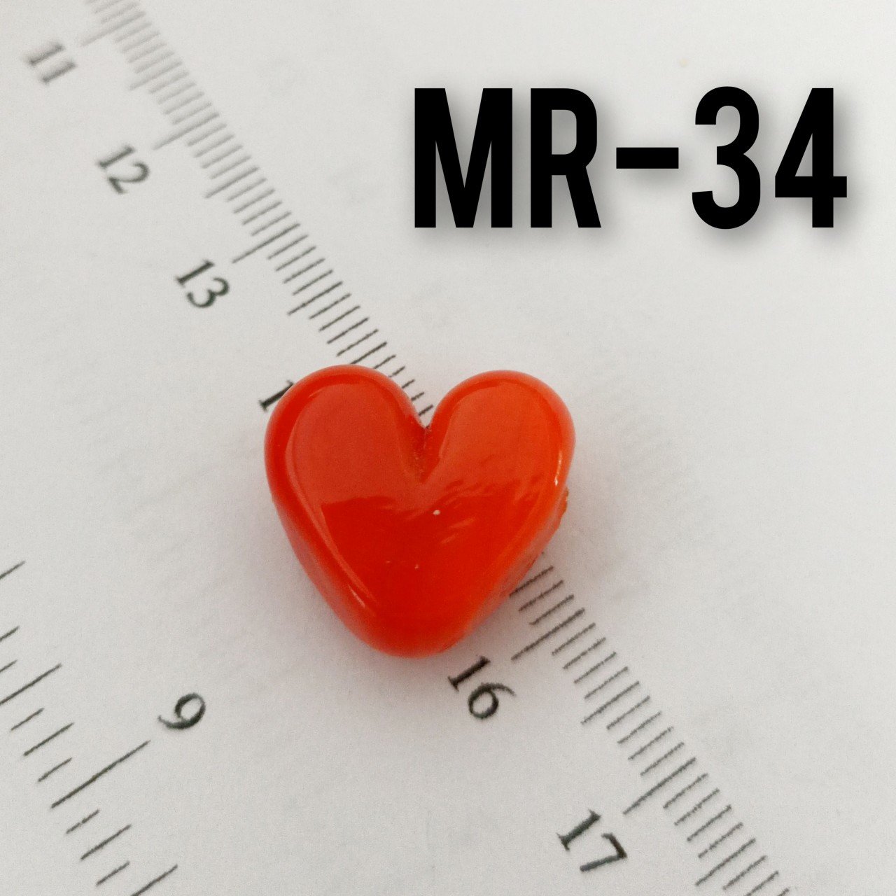 MR-34 Murano El Yapımı Turuncu Kalp Boncuk