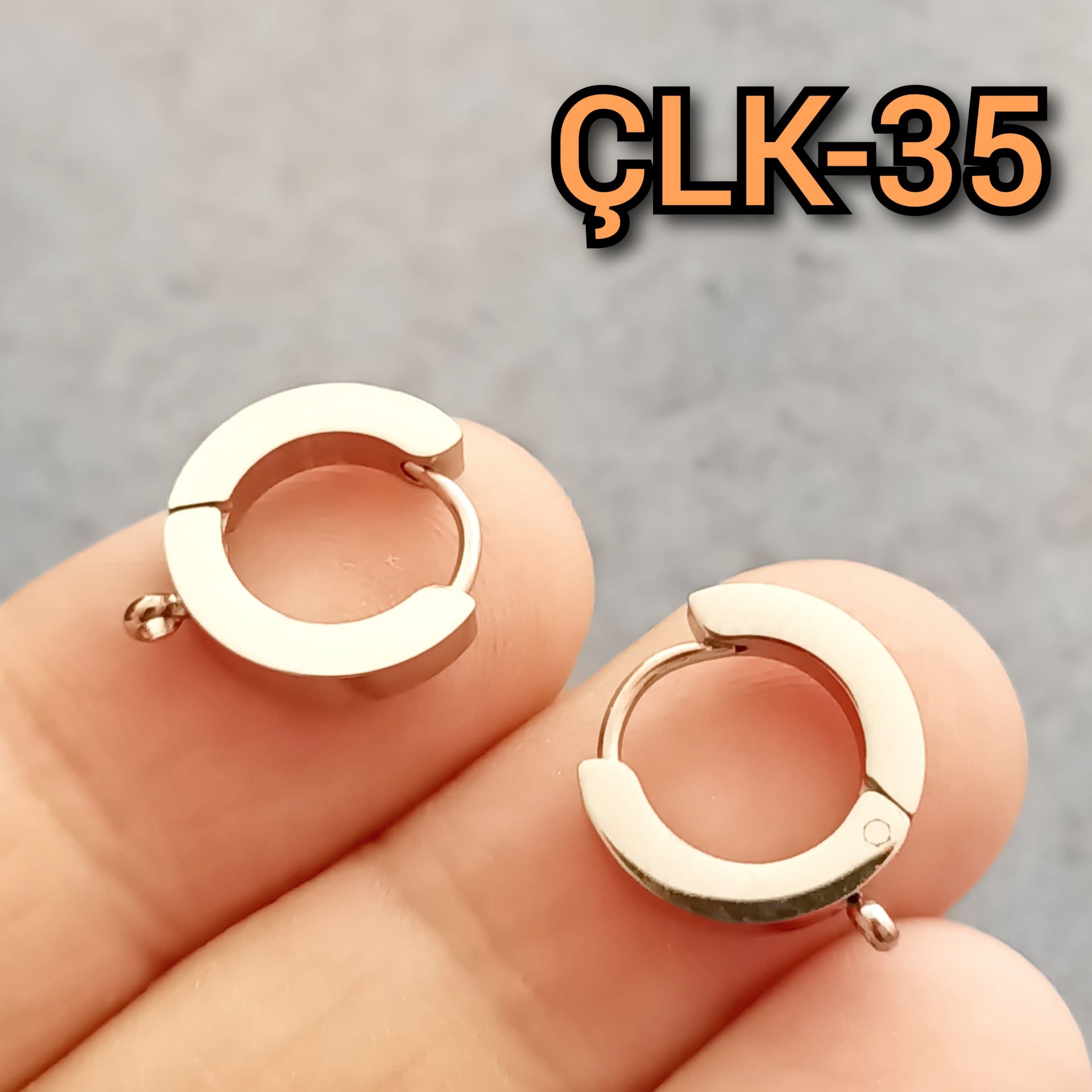 ÇLK-35 Gümüş Renk 316L Cerrahi Çelik Küpe Klipsi Kapalı Halka