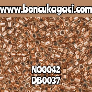 NO:042 Miyuki Delica Boncuk 11/0 DB0037 İçi Bakır Kaplama Şeffaf