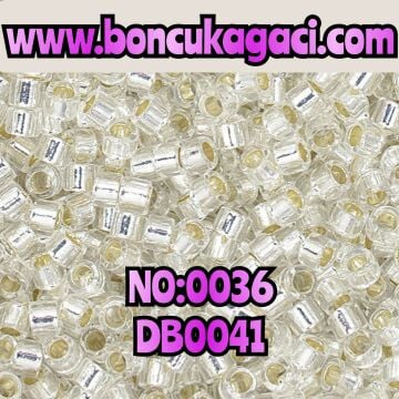 NO:036 Miyuki Delica Boncuk 11/0 DB0041 İçi Kaplamalı Şeffaf Gümüş
