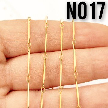 No : 017 24 Ayar Altın Kaplama Pirinç Çubuklu İnce zincir