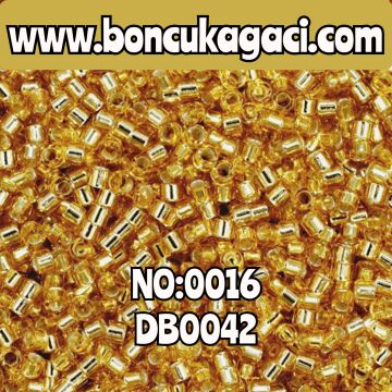 NO:016 Miyuki Delica Boncuk 11/0 DB0042 İçi Kaplamalı Şeffaf Altın