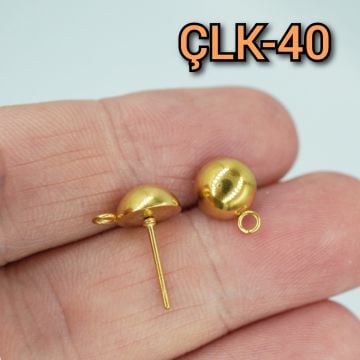 ÇLK-40 Altın Renk 304 Çelik Yarım Top Küpe Çivisi 8 mm