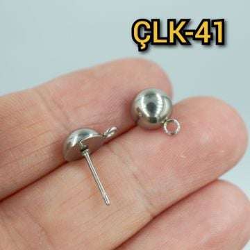 ÇLK-41 Gümüş Renk 304 Çelik Yarım Top Küpe Çivisi 8 mm