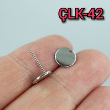 ÇLK-42 Gümüş Renk 304 Çelik Pul Küpe Çivisi 8 mm