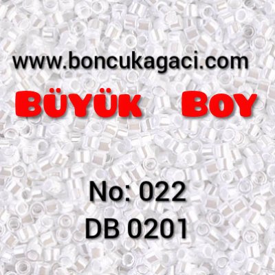 NO:022 Miyuki Delica , Miyuki Boncuk 10/0 DBM201 Parlak Sedefli Beyaz 5 gr