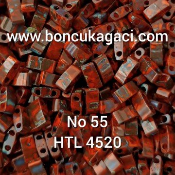 No:55 Miyuki Half-Tila , Half Tila Boncuk HTL 4520 Picasso Kırmızı Siyah5 gr