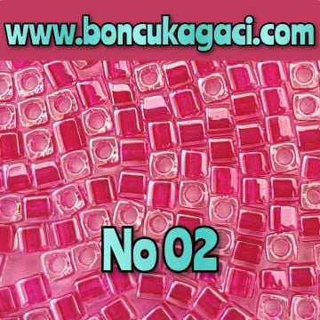 1.8 mm No:02 Miyuki Küp Boncuk , Miyuki Square Boncuk 5 gr Fuşya