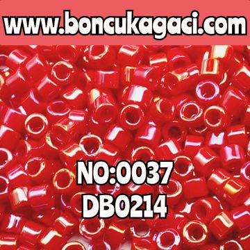NO:037 Miyuki Delica Boncuk 11/0 DB0214 Opak Rainbow Kırmızı