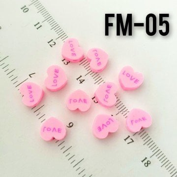 Fm-05 Love Pembe Kalp Fimo Boncuk