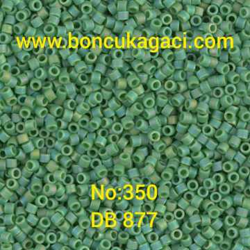 NO:350 Miyuki Delica , Miyuki Boncuk 11/0 DB877 Rainbow Mat Yeşil