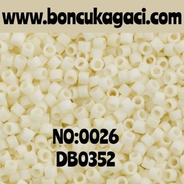 NO:026 Miyuki Delica Boncuk 11/0 DB0352 Opak Mat Kırık Beyaz