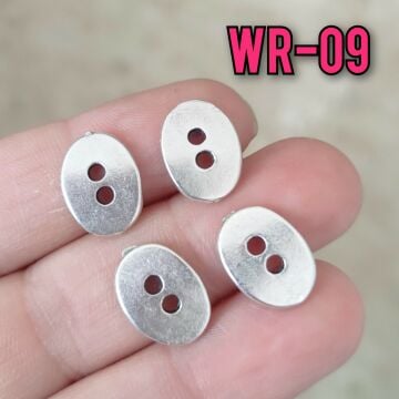 WR-09 Gümüş Kaplama Çift Delikli Wrap Düğmesi  12*14 mm