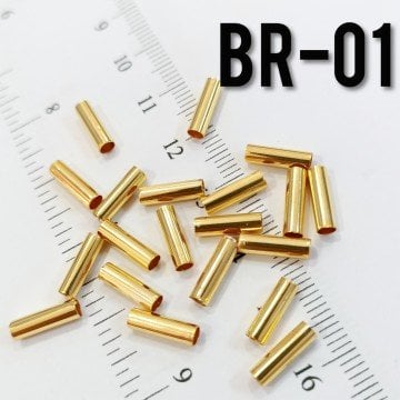 BR-01 Altın Kaplama Boru Boncuk 10 x 3 mm