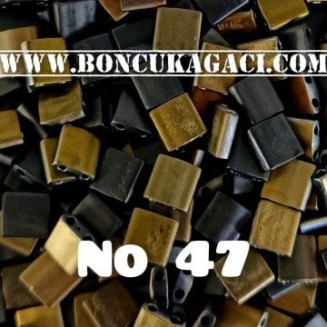 No: 47 Miyuki Boncuk , MİYUKİ TİLA  BONCUK TL4561 Mat Siyah - Kahve Metalik 5 gr