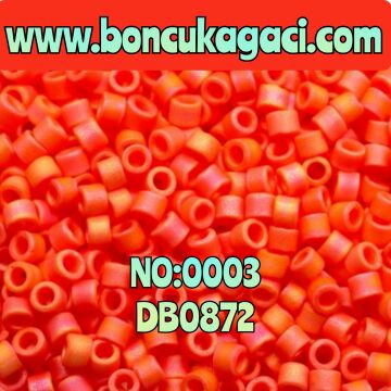 NO:003 Miyuki Delica Boncuk 11/0 DB0872 Opak Rainbow Mat Turuncu