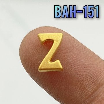 BAH-151 24 Ayar Mat Altın Kaplama Z Harfi Boncuk