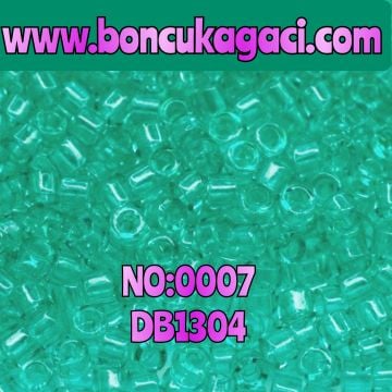 NO:007 Miyuki Delica Boncuk 11/0 DB1304 Şeffaf Boyalı Koyu Mint Yeşil