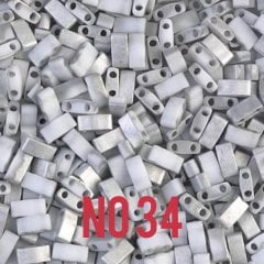 NO:34  Miyuki Half-Tila , Half Tila Boncuk HTL-4558 gümüş beyaz  5 gr