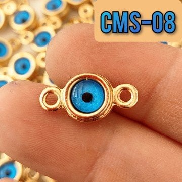 CMS-08 Altın Kaplama Deniz Mavi Gözlü Çift Kulp Sallantı