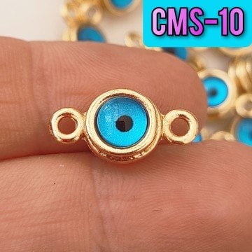 CMS-10 Altın Kaplama Açık Mavi Gözlü Çift Kulp Sallantı