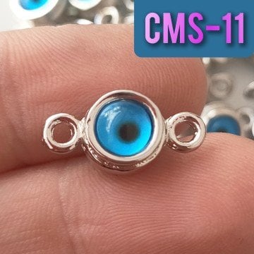 CMS-11 Rodyum Kaplama Açık Mavi Gözlü Çift Kulp Sallantı