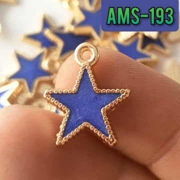 AMS-193 Altın Kaplama Lacivert Mineli Yıldız Sallantı