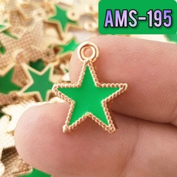 AMS-195 Altın Kaplama Yeşil Mineli Yıldız Sallantı