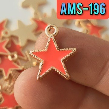 AMS-196 Altın Kaplama Kiremit Turuncu Mineli Yıldız Sallantı