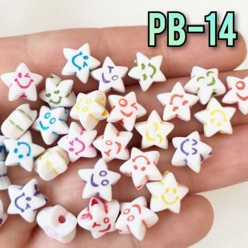 Pb-14 Karışık Renk Plastik Karışık Emoji Beyaz Yıldız