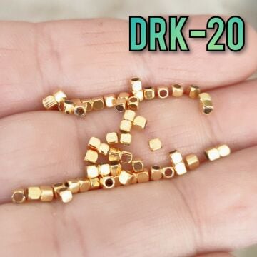 DRK-20 24 Ayar Altın Kaplama Küp Dorika Boncuk 2 mm