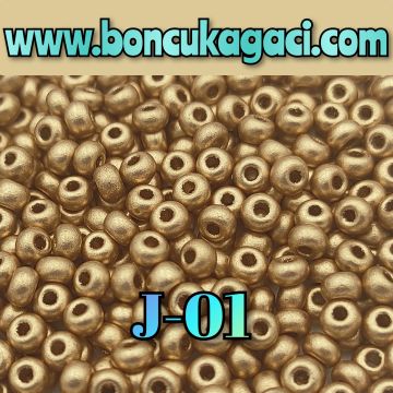 J-01 Fırınlanmış Koyu Yarı Mat Altın Preciosa Jabloneks Kum Boncuk 8/0 (3mm)