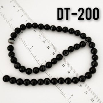 DT-200 Beyaz Damarlı Siyah Akik Taşı Dizi 8 mm