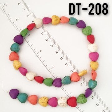 Dt-208 İmitasyon Karışık Renk Kalp Turkuaz Dizi