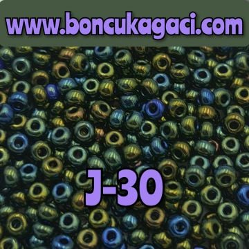 J-30 Alacalı Yeşil Preciosa Jabloneks Kum Boncuk 8/0 (3mm)