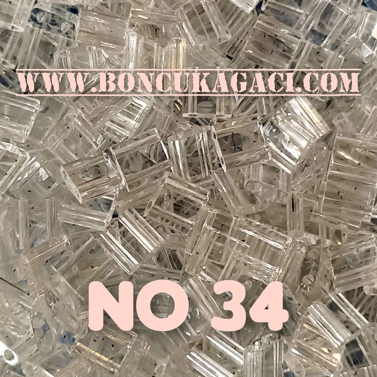 No: 34 Miyuki Boncuk , MİYUKİ TİLA  BONCUK TL131 Tam Şeffaf  5 gr