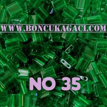 No: 35 Miyuki Boncuk , MİYUKİ TİLA  BONCUK TL131 Şeffaf Koyu Yeşil 5 gr